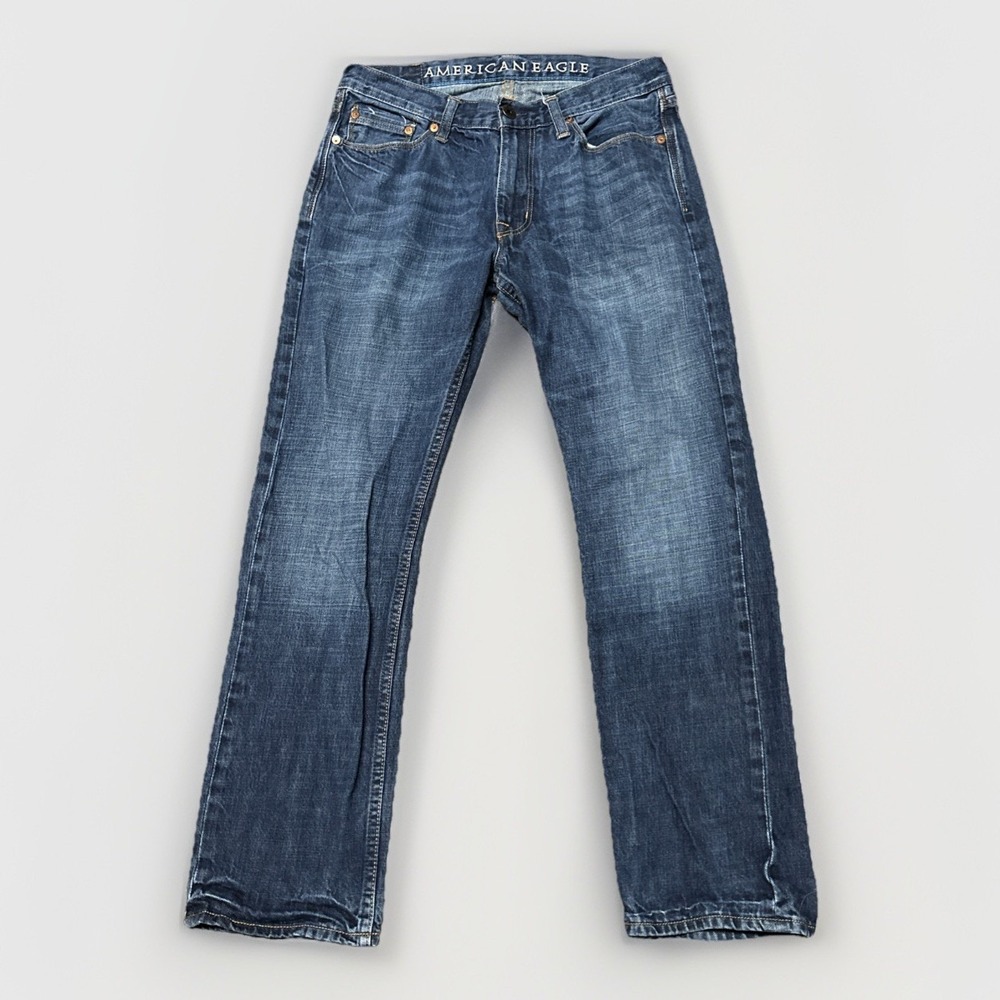 American Eagle Jeans Mens 30x30 (Fits 32x28) Blue Slim Straight Stretch Denim